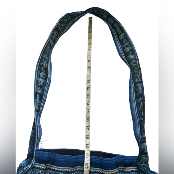 Unbranded Lightweight Peruvian BOHO Blue Colorful Tribal Aztec Crossbody Purse - Picture 8 of 12